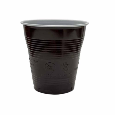 Vaso plástico bicolor Marrón 166cc Aristea en cajas de 3000